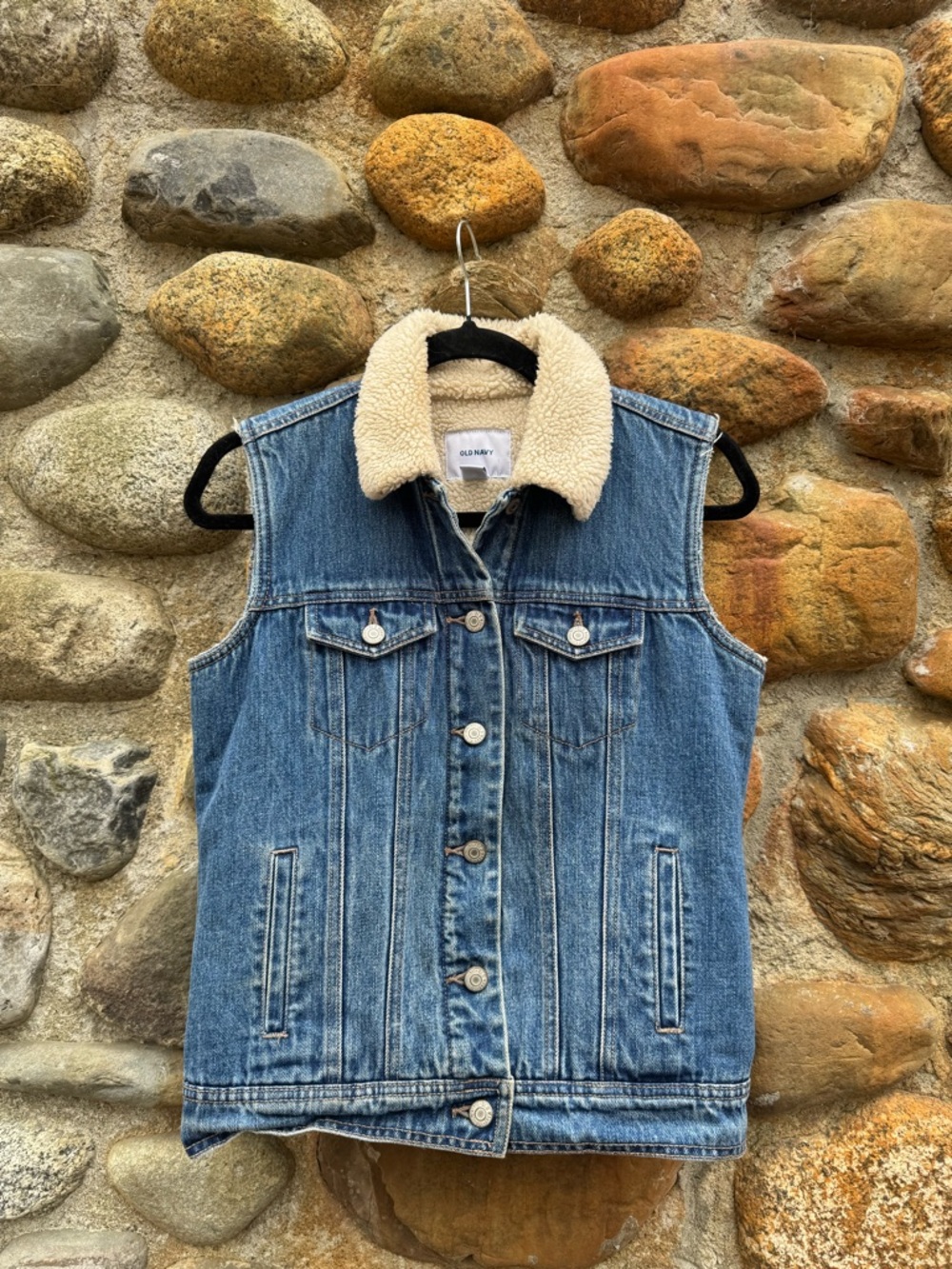 Old Navy Denim Vest with Sherpa Lining